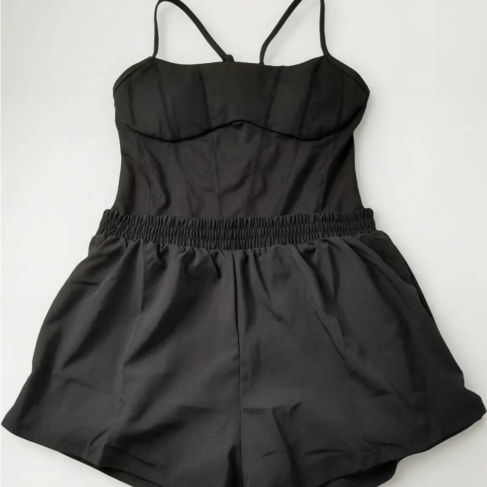 PINK Victoria's Secret Black Cross-Back Sports Bodysuit XS - Picture 4 of 8